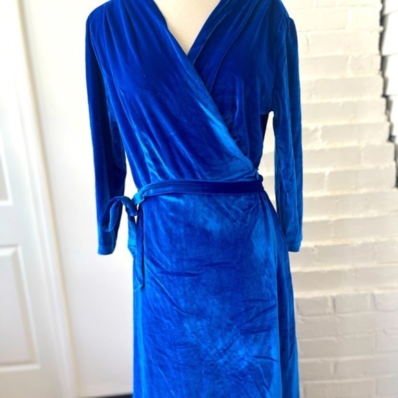 NWT Blue Velour Fit and Flare dress - Picture 2 of 11